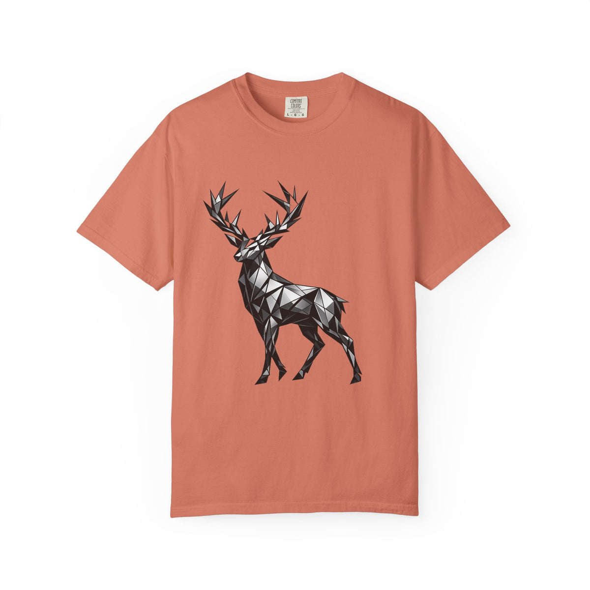 Geometric Stag T-Shirt — Black Polygon Deer Graphic Tee