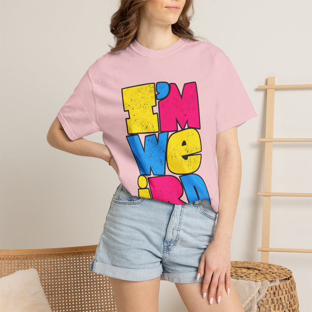 "I'M WEIRD" Colorblock Graphic T-Shirt — Retro Pop Statement Tee
