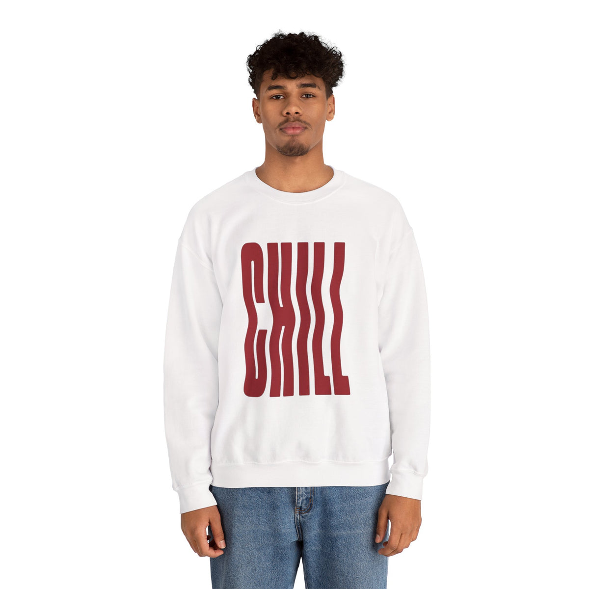 Chill Distorted Text Crewneck Sweatshirt
