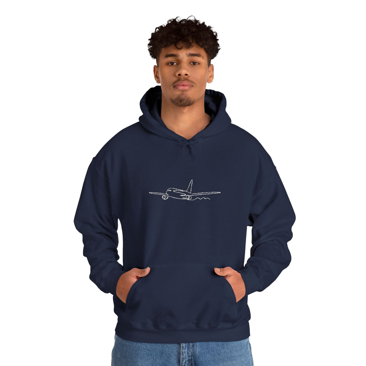 Airplane Silhouette Embroidered Hoodie — Minimal Flight Crew & Aviation Gift