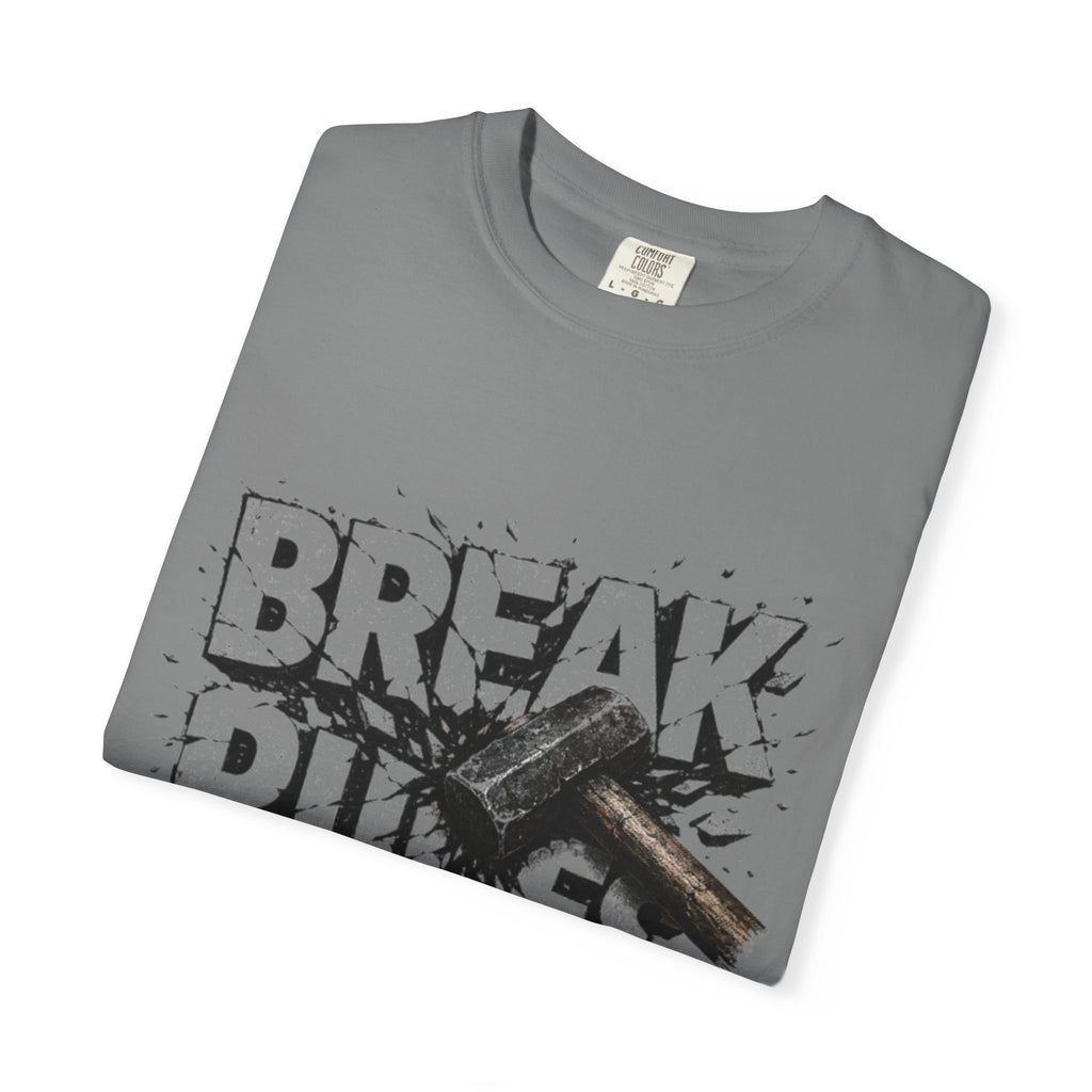 Break Rules T-Shirt — Graphic 'Break Rules' Design with Hammer