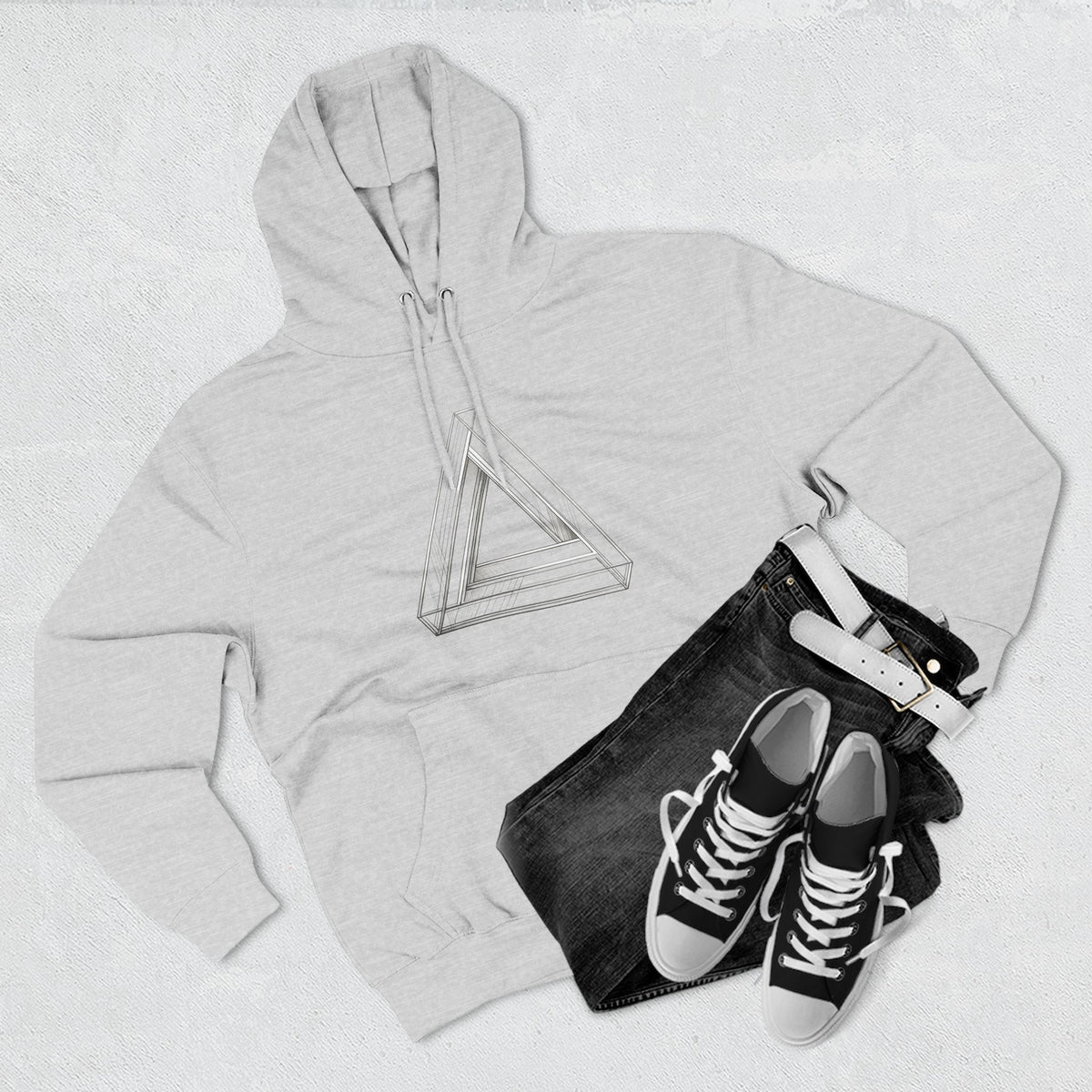 Minimal Geometric Triangle Hoodie — Three-Panel Illusion Design