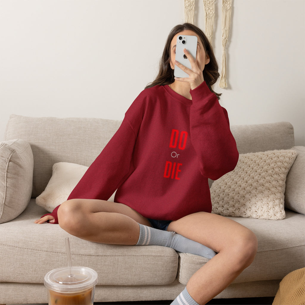 Crewneck Sweatshirt – Minimal 'DO / DIE' Red Vertical Typography