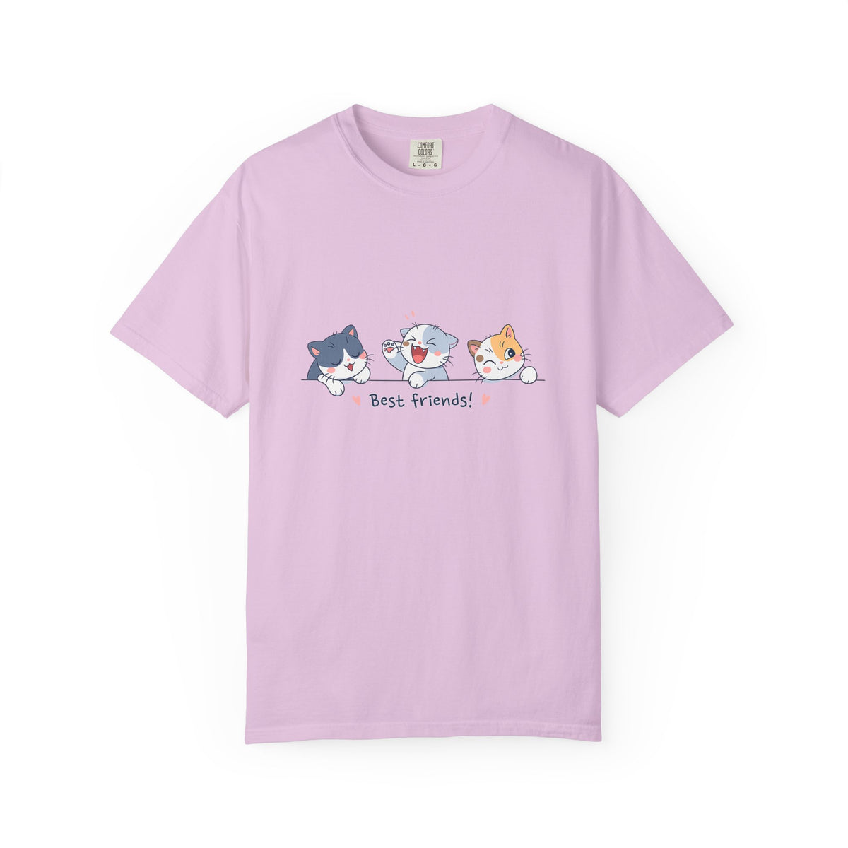 Cute ‘Best Friends!’ Cat T-Shirt — Cartoon Kitten Trio Graphic Tee