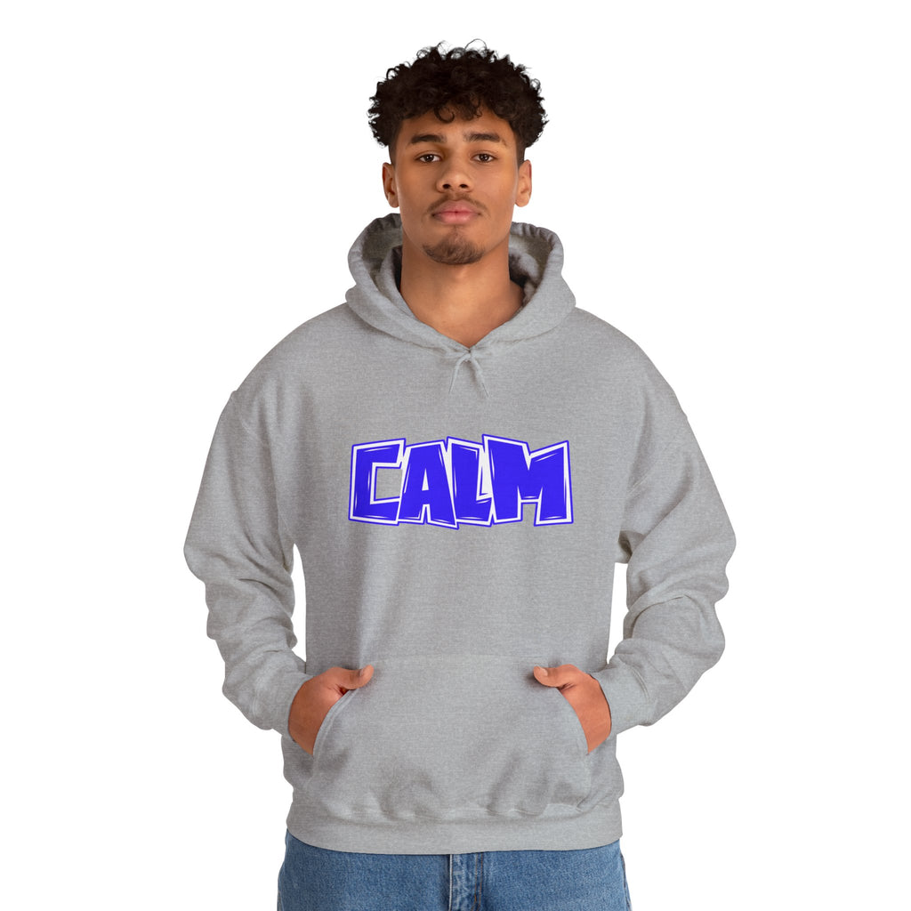 Calm Graphic Hoodie — Bold Blue Streetwear Pullover