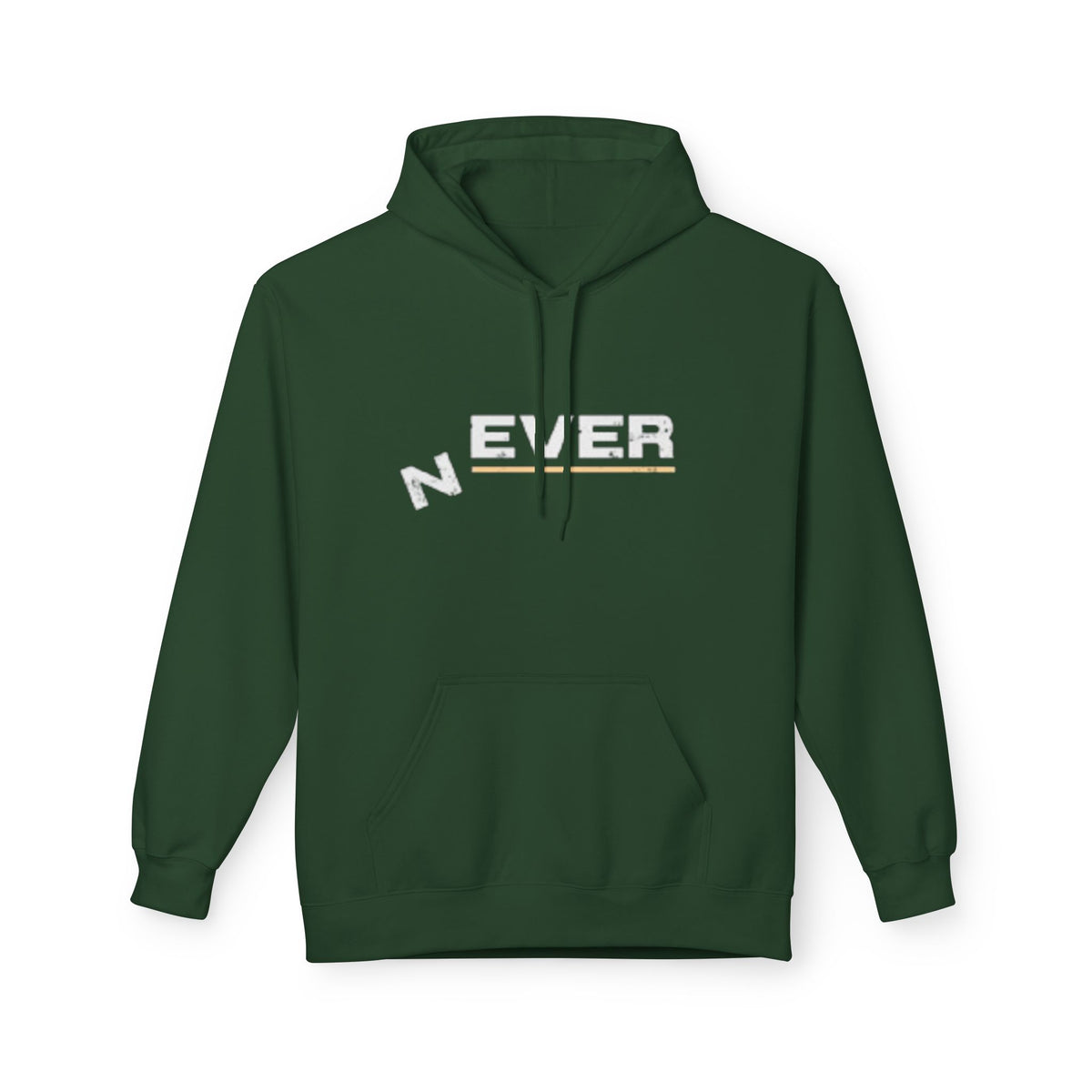 Never Typography Hoodie — Brown Casual Graphic Pullover
