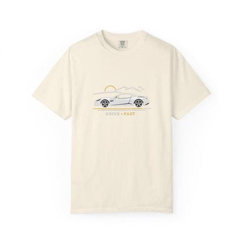 Drive Fast Sports Car T‑Shirt — Vintage Road Trip Graphic
