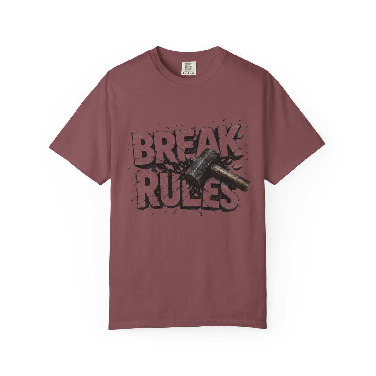 Break Rules T-Shirt — Graphic 'Break Rules' Design with Hammer