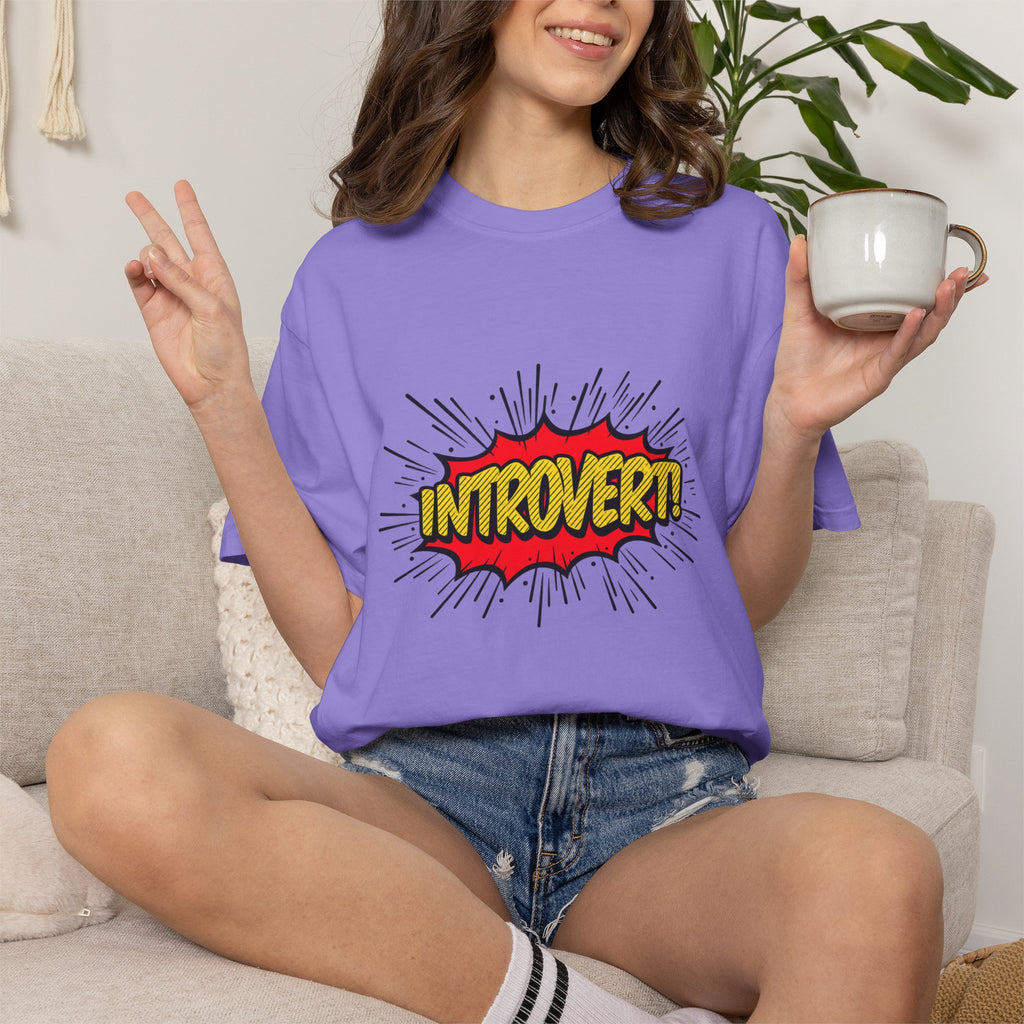 Introvert Comic Pop T-Shirt — Graphic "INTROVERT!" Tee